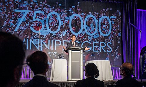 MIKE DEAL / WINNIPEG FREE PRESS
Winnipeg Mayor Brian Bowman during his last State of the City address before the civic election this fall.
180323 - Friday, March 23, 2018.