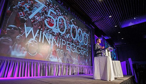 MIKE DEAL / WINNIPEG FREE PRESS
Winnipeg Mayor Brian Bowman during his last State of the City address before the civic election this fall.
180323 - Friday, March 23, 2018.