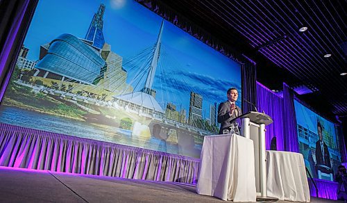 MIKE DEAL / WINNIPEG FREE PRESS
Winnipeg Mayor Brian Bowman during his last State of the City address before the civic election this fall.
180323 - Friday, March 23, 2018.