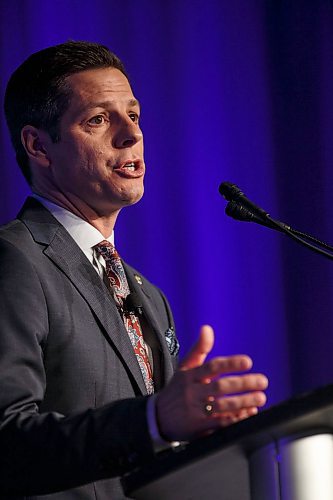 MIKE DEAL / WINNIPEG FREE PRESS
Winnipeg Mayor Brian Bowman during his last State of the City address before the civic election this fall.
180323 - Friday, March 23, 2018.