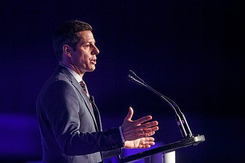 MIKE DEAL / WINNIPEG FREE PRESS
Winnipeg Mayor Brian Bowman during his last State of the City address before the civic election this fall.
180323 - Friday, March 23, 2018.