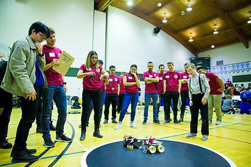 MIKAELA MACKENZIE / WINNIPEG FREE PRESS
Kids put their robotic creations to the test at the annual Manitoba Robot Games at the Technical Vocational High School in Winnipeg on Saturday, March 24, 2018.
Mikaela MacKenzie / Winnipeg Free Press 24, 2018.