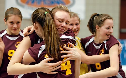 BORIS MINKEVICH / WINNIPEG FREE PRESS  081208 AAAA VOLLEYBALL FINALS- Brandon's Crocus Plains wins the girls final over Westwood Collegiate.