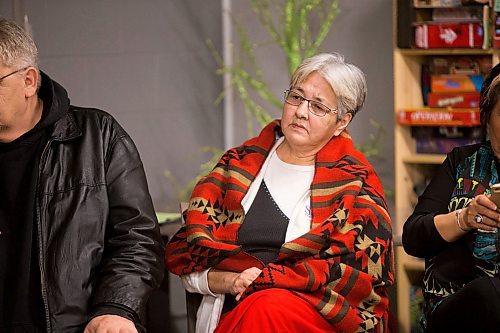 MIKAELA MACKENZIE / WINNIPEG FREE PRESS
Thelma Favel listens as Tammy Christensen, executive director of the Ndinawe Youth Resource Centre, speaks at a funding announcement for the centre's expansion in memory of Tina Fontaine in Winnipeg on Tuesday, March 27, 2018.
Mikaela MacKenzie / Winnipeg Free Press 27, 2018.