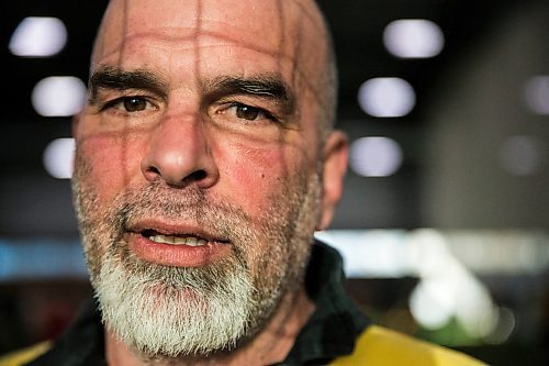 MIKAELA MACKENZIE / WINNIPEG FREE PRESS
Marc Pellerin, member of the Winnipeg Wasps, poses for a portrait during a break in practice at the Axworthy Health & RecPlex in Winnipeg on Saturday, March 31, 2018. They are preparing for the 2018 Golden Oldies World Rugby Festival in Christchurch, New Zealand at the end of April.
Mikaela MacKenzie / Winnipeg Free Press 31, 2018.