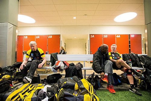 MIKAELA MACKENZIE / WINNIPEG FREE PRESS
The Winnipeg Wasps, an rugby team with members ranging from 40 to 73 years of age, practice at the Axworthy Health & RecPlex in Winnipeg on Saturday, March 31, 2018. They are preparing for the 2018 Golden Oldies World Rugby Festival in Christchurch, New Zealand at the end of April.
Mikaela MacKenzie / Winnipeg Free Press 31, 2018.