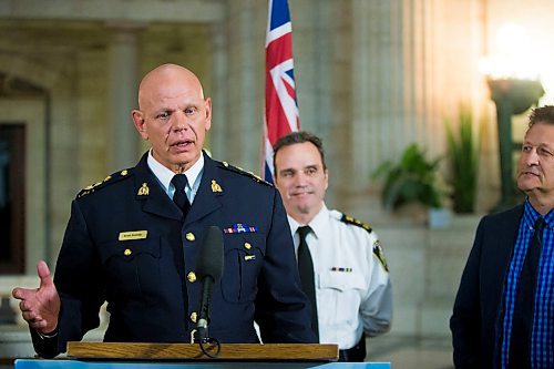 MIKAELA MACKENZIE / WINNIPEG FREE PRESS
RCMP Assistant Commissioner Scott Kolody talks about the safety benefits of the expansion of Alert Ready to wireless devices at the Manitoba Legislative Building in Winnipeg on Tuesday, April 3, 2018. 
Mikaela MacKenzie / Winnipeg Free Press 03, 2018.