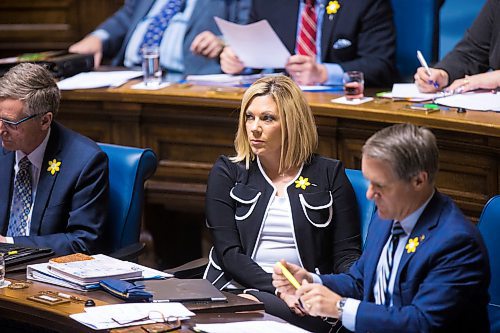 MIKAELA MACKENZIE / WINNIPEG FREE PRESS
Minister of Sustainable Development Rochelle Squires, who recently stepped forward as a sexual assault survivor, in the Legislative Chamber in Winnipeg on Wednesday, April 4, 2018.