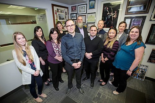 MIKE DEAL / WINNIPEG FREE PRESS
The Booking Department at True North Sports and Entertainment; (from left) Megan Robinson, Jessica Rawluk, Amy Brake, Nicole ODonnell, Senior Vice President, Venues & Entertainment for True North Sports and Entertainment Kevin Donnelly, Tim Hogue, Ruben Ramalheiro, Jason Colwill, Krystalynn Baldon, Andrea Burgoyne, and Melissa Houston.
180404 - Wednesday, April 04, 2018.