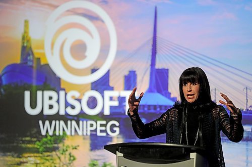 TREVOR HAGAN / WINNIPEG FREE PRESS
Economic Development Winnipeg CEO Dayna Spiring at the Ubisoft announcement in Winnipeg, Friday, April 6, 2018.