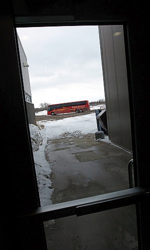 PHIL HOSSACK / WINNIPEG FREE PRESS -  The Steinbach Pistons team bus leaves Virden's Tundra Oil Gas Place Thursday after dropping the players. Melissa Martin story.- April 12, 2018