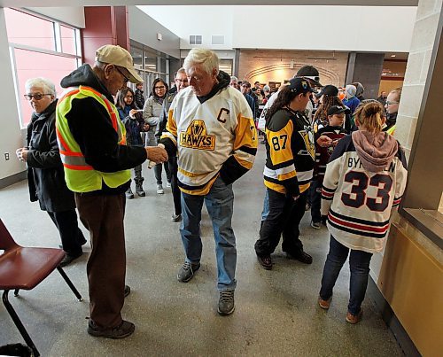 PHIL HOSSACK / WINNIPEG FREE PRESS -  MJHL fans present their tickets to a sold out playoff match with the Virden Oil Capitals and the Steinbach Pistons at the Virden Tundra Oil Gas Place  Thursday. Melissa Martin story.- April 12, 2018