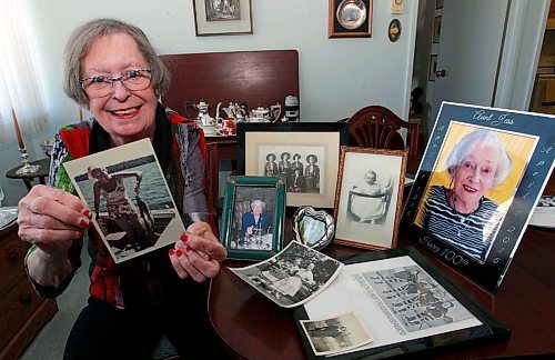 BORIS MINKEVICH / WINNIPEG FREE PRESS
Jessie Lang is the subject for this weeks passages feature A Lifes Story. In this photo her daughter Signy Hansen with a medley of photos of her mom's life. KEVIN ROLLASON STORY. April 12, 2018