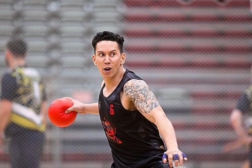 MIKAELA MACKENZIE / WINNIPEG FREE PRESS
Mike Garcia plays a match at the Canadian national team dodgeball trials at the Duckworth Centre in Winnipeg on Friday, April 13, 2018. 
Mikaela MacKenzie / Winnipeg Free Press 2018.