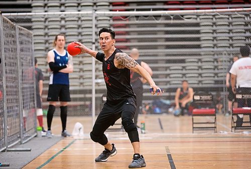 MIKAELA MACKENZIE / WINNIPEG FREE PRESS
Mike Garcia plays a match at the Canadian national team dodgeball trials at the Duckworth Centre in Winnipeg on Friday, April 13, 2018. 
Mikaela MacKenzie / Winnipeg Free Press 2018.