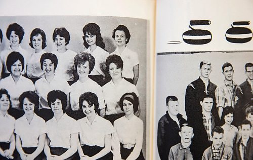 MIKAELA MACKENZIE / WINNIPEG FREE PRESS
Audrey Jones (top right) in the 1962-63 yearbook in Winnipeg on Tuesday, April 17, 2018. Jones was active in many different facets of student life during her teaching career at the Technical Vocational High School.
Mikaela MacKenzie / Winnipeg Free Press 2018.