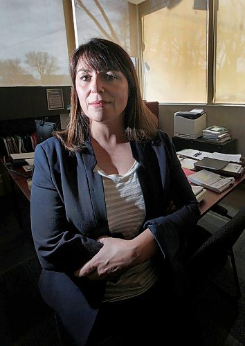 PHIL HOSSACK / WINNIPEG FREE PRESS - Marion Cooper, Executive Director at the Canadian Mental Health Association poses in her office Tuesday. See Jane Gerster story. - April 17, 2018