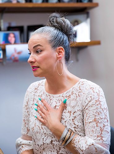 MIKAELA MACKENZIE / WINNIPEG FREE 
NDP house leader Nahanni Fontaine conducts an interview in her office at the Manitoba Legislative Building in Winnipeg on Wednesday, April 18, 2018. 
Mikaela MacKenzie / Winnipeg Free Press 2018.