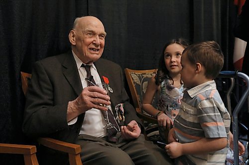 RUTH BONNEVILLE / WINNIPEG FREE PRESS

Photo of Sir Jim Magill with his great grandchildren Eva Guzzo(7yrs) and Antonio Guzzo (4yrs), after being knighted by The Honorary Consul for France in Winnipeg , Bruno Burnichon representing the Republic of France at The Waverley & Rosewood Thursday.  

Feature story on Jim Magill, a 96-year-old WWII veteran was knighted by the French govt. on Thurs at The Waverley & Rosewood  for his role in the war. 

Dignitaries in attendance at the event: 
Her Honour Lieutenant Governor Janice Filmon, Wpg mayor Brian Bowman, Colonel Andrew Cook, Commander of 17 Wing Winnipeg from the Air Force, The Honorary Consul for France in Winnipeg , Bruno Burnichon will represent the Republic of France, and will present Dad with the Legion of Honour medal. Also, his son Kerry Magill (Mr. Magill's son to his left). 


April 19,  2018
