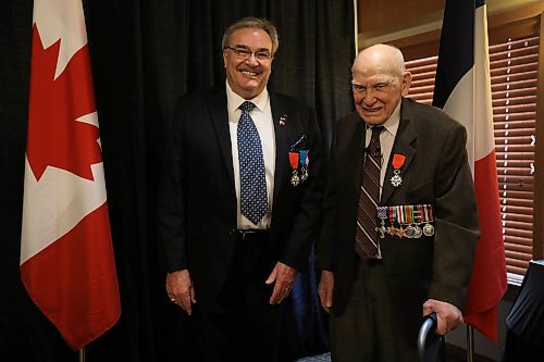 RUTH BONNEVILLE / WINNIPEG FREE PRESS

Feature story on Jim Magill, a 96-year-old WWII veteran was knighted by the French govt. on Thurs at The Waverley & Rosewood  for his role in the war. 
Photo of Sir im Magill, with Honorary Consul for France in Winnipeg , Bruno Burnichon represent the Republic of France, after he was presented with the Legion of Honour medal.

Dignitaries in attendance at the event: 
Her Honour Lieutenant Governor Janice Filmon, Wpg mayor Brian Bowman, Colonel Andrew Cook, Commander of 17 Wing Winnipeg from the Air Force, The Honorary Consul for France in Winnipeg , Bruno Burnichon will represent the Republic of France, and will present Dad with the Legion of Honour medal. Also, his son Kerry Magill (Mr. Magill's son to his left). 


April 19,  2018
