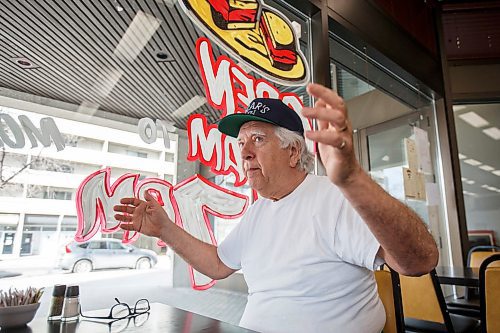 MIKE DEAL / WINNIPEG FREE PRESS
Larry Brown owner of Oscar's Delicatessen on Hargrave Street has extended his hours into the evening after 30 years of closing around 2:30pm.
180420 - Friday, April 20, 2018.