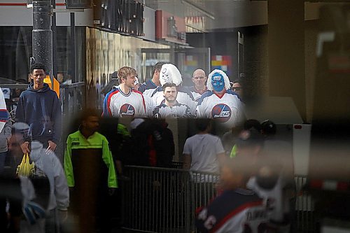 PHIL HOSSACK / WINNIPEG FREE PRESS - Jets fans flood downtown WInnipeg Friday evening for the Street Party and playoff game between the Winnipeg Jets and Minnesota Wild. - April 20, 2018