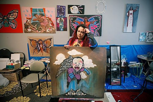 JOHN WOODS / WINNIPEG FREE PRESS
Animator/Artist Jackie Traverse photographed in her Winnipeg studio Monday, April 23, 2018.