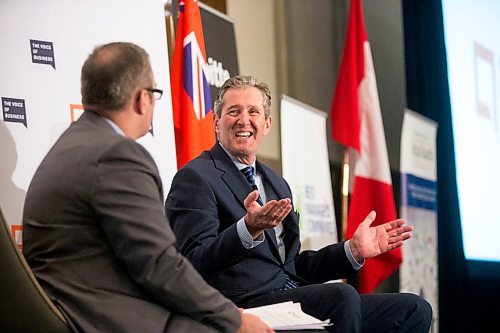 MIKAELA MACKENZIE / WINNIPEG FREE PRESS
The Manitoba Chambers of Commerce hosts a conversation between premier Brian Pallister and chamber president Chuck Davidson at the Delta in Winnipeg on Tuesday, April 24, 2018.
Mikaela MacKenzie / Winnipeg Free Press 2018.