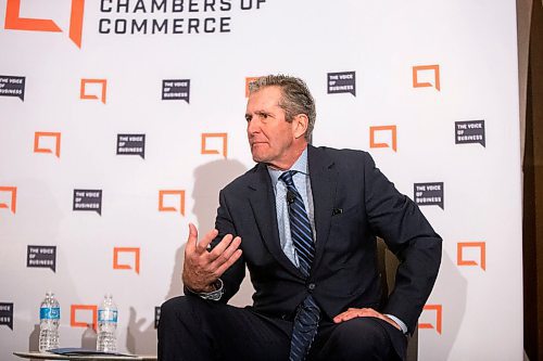 MIKAELA MACKENZIE / WINNIPEG FREE PRESS
The Manitoba Chambers of Commerce hosts a conversation between premier Brian Pallister and chamber president Chuck Davidson at the Delta in Winnipeg on Tuesday, April 24, 2018.
Mikaela MacKenzie / Winnipeg Free Press 2018.