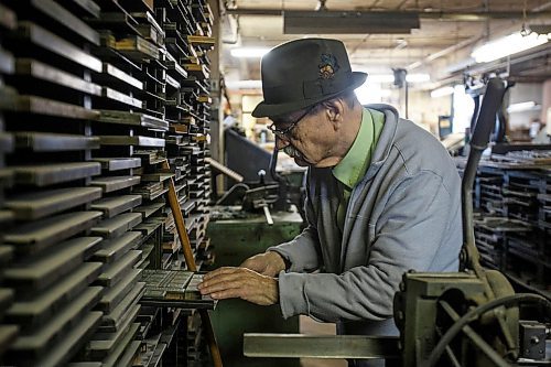 MIKE DEAL / WINNIPEG FREE PRESS
Ron "Shep" Shepertycki, the general manager looks at some of the old printing dies that have been made of the last 100 years at Western Paper Box located at 579 McDermot Avenue. Western Box Company has been around almost 100 years and make boxes for everything from paint swatches to dental supplies to board games.
180228 - Wednesday, February 28, 2018.