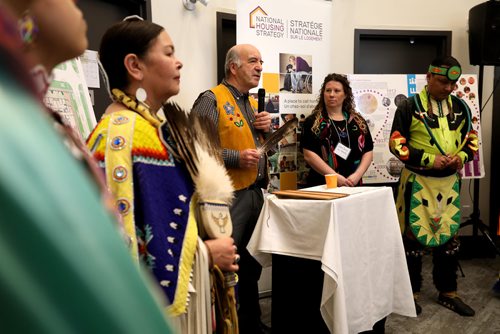 RUTH BONNEVILLE / WINNIPEG FREE PRESS

Elder Stan McKay gives opening prayer while Executive Director, North End Community Renewal Corporation Dawn Sands looks on next to him in the  foyer of  Merchants Corner on Selkirk Ave for their opening day celebrations Saturday.  

See Jessica Botelho-Urbanski story 


April 28,  2018
