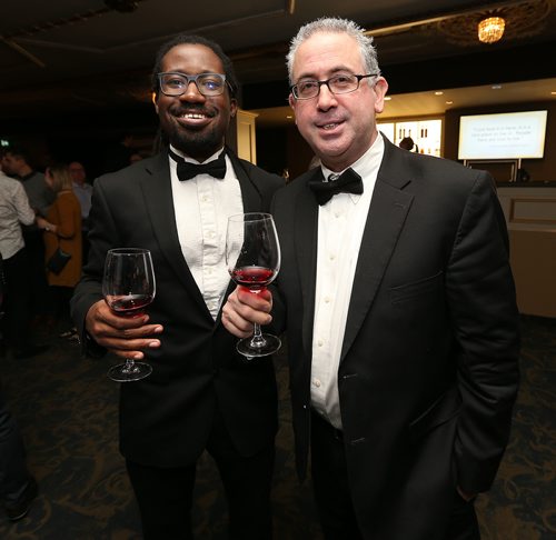 JASON HALSTEAD / WINNIPEG FREE PRESS

L-R: Armadillo String Quartet members Bery Filsaime (cellist) and David Glavina (violinist) at Pairings With Pulford, a fundraising event for Pulford Community Living Services at the Metropolitan Entertainment Centre on April 6, 2018. (See Social Page)
