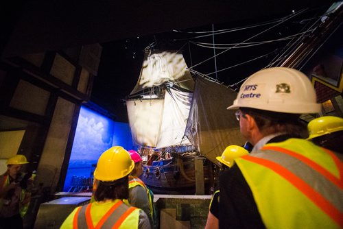 MIKAELA MACKENZIE / WINNIPEG FREE 
Special guests attend a VIP tour of the Nonsuch under construction at the Manitoba Museum in Winnipeg on Thursday, May 3, 2018. 
Mikaela MacKenzie / Winnipeg Free Press 2018.