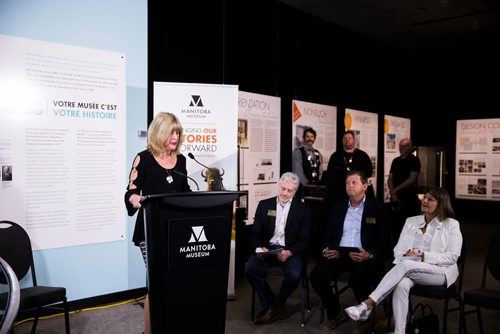 MIKAELA MACKENZIE / WINNIPEG FREE 
Sport, Culture and Heritage Minister Cathy Cox announces new funding for the Manitoba Museum at the museum in Winnipeg on Thursday, May 3, 2018. 
Mikaela MacKenzie / Winnipeg Free Press 2018.