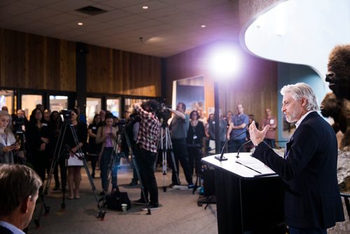 MIKAELA MACKENZIE / WINNIPEG FREE 
Scott Craig, chair of the board of governors of the Manitoba Museum announces new funding for the Manitoba Museum at the museum in Winnipeg on Thursday, May 3, 2018. 
Mikaela MacKenzie / Winnipeg Free Press 2018.