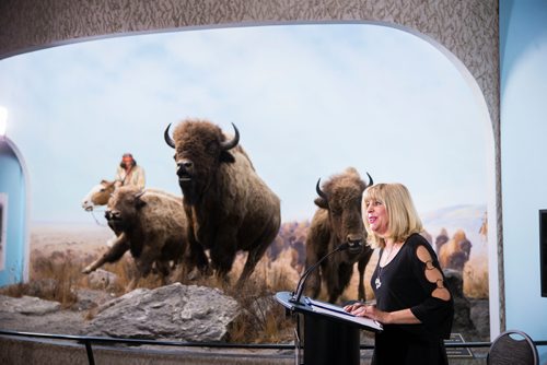 MIKAELA MACKENZIE / WINNIPEG FREE 
Sport, Culture and Heritage Minister Cathy Cox announces new funding for the Manitoba Museum at the museum in Winnipeg on Thursday, May 3, 2018. 
Mikaela MacKenzie / Winnipeg Free Press 2018.