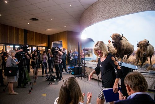 MIKAELA MACKENZIE / WINNIPEG FREE 
Sport, Culture and Heritage Minister Cathy Cox announces new funding for the Manitoba Museum at the museum in Winnipeg on Thursday, May 3, 2018. 
Mikaela MacKenzie / Winnipeg Free Press 2018.