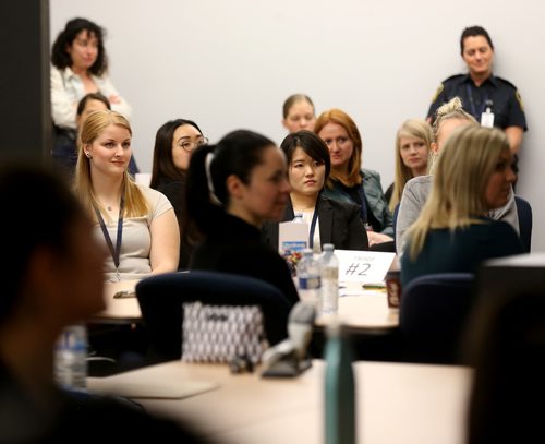 TREVOR HAGAN / WINNIPEG FREE PRESS
Winnipeg Police Chief Danny Smyth speaks to 60 women who came out to the third Future Women in Law Enforcement event at Police Headquarters, Saturday, May 5, 2018.