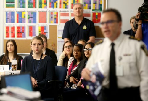 TREVOR HAGAN / WINNIPEG FREE PRESS
Winnipeg Police Chief Danny Smyth speaks to 60 women who came out to the third Future Women in Law Enforcement event at Police Headquarters, Saturday, May 5, 2018.