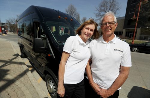 TREVOR HAGAN / WINNIPEG FREE PRESS
Wendy and Bill Morrisey run the Wonderful Winnipeg City Tours, with their van at The Forks, Sunday, May 6, 2018.