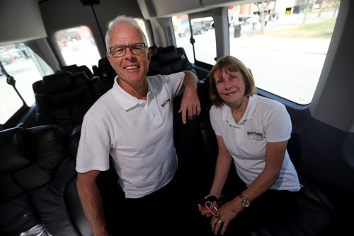 TREVOR HAGAN / WINNIPEG FREE PRESS
Bill and Wendy Morrisey run the Wonderful Winnipeg City Tours, in their van at The Forks, Sunday, May 6, 2018.