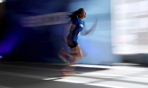 TREVOR HAGAN / WINNIPEG FREE PRESS
Emilia Banmann, one of 100 athletes from qualifying events in Saskatoon, Brandon and Winnipeg participated in the RBC Training Ground at the University of Winnipeg, Saturday, May 5, 2018.