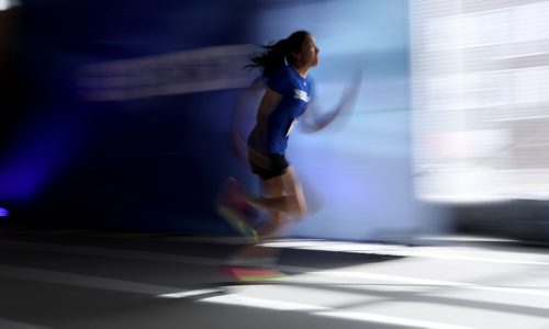 TREVOR HAGAN / WINNIPEG FREE PRESS
Emilia Banmann, one of 100 athletes from qualifying events in Saskatoon, Brandon and Winnipeg participated in the RBC Training Ground at the University of Winnipeg, Saturday, May 5, 2018.