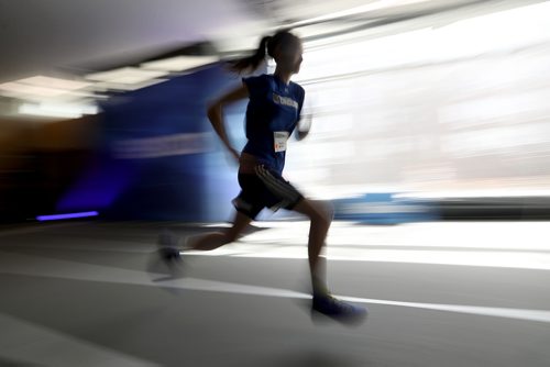 TREVOR HAGAN / WINNIPEG FREE PRESS
Elizabeth Dueck, one of 100 athletes from qualifying events in Saskatoon, Brandon and Winnipeg participated in the RBC Training Ground at the University of Winnipeg, Saturday, May 5, 2018.