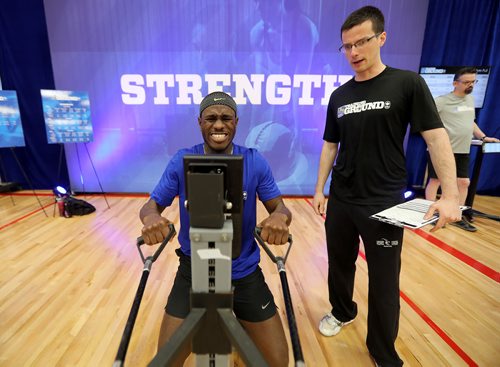 TREVOR HAGAN / WINNIPEG FREE PRESS
Wilfred Samking, one of 100 athletes from qualifying events in Saskatoon, Brandon and Winnipeg participated in the RBC Training Ground at the University of Winnipeg, Saturday, May 5, 2018.