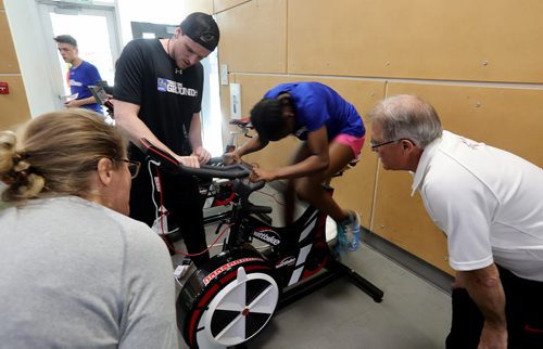 TREVOR HAGAN / WINNIPEG FREE PRESS
Aminat Ayoade, one of 100 athletes from qualifying events in Saskatoon, Brandon and Winnipeg participated in the RBC Training Ground at the University of Winnipeg, Saturday, May 5, 2018.