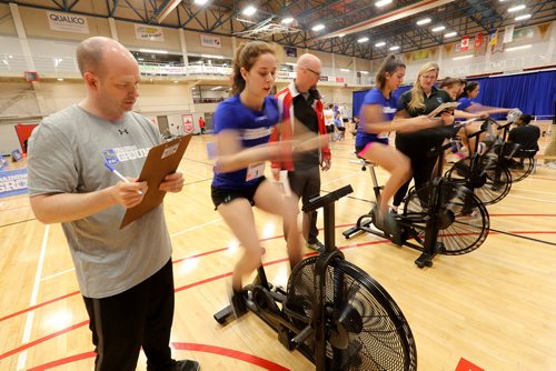 TREVOR HAGAN / WINNIPEG FREE PRESS
Emma Siprick, one of 100 athletes from qualifying events in Saskatoon, Brandon and Winnipeg participated in the RBC Training Ground at the University of Winnipeg, Saturday, May 5, 2018.