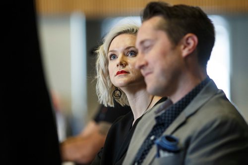 MIKE DEAL / WINNIPEG FREE PRESS
Dora Bastista with Stantec during panel discussion during the Downtown Winnipeg Safety Summit.
180507 - Monday, May 07, 2018.