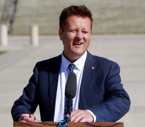 BORIS MINKEVICH / WINNIPEG FREE PRESS
Emergency Preparedness Week press conference held at the South lawn, Legislative Building grounds. Infrastructure Minister/minister responsible for emergency measures Ron Schuler at the event. NICK MARTIN STORY May 7, 2018