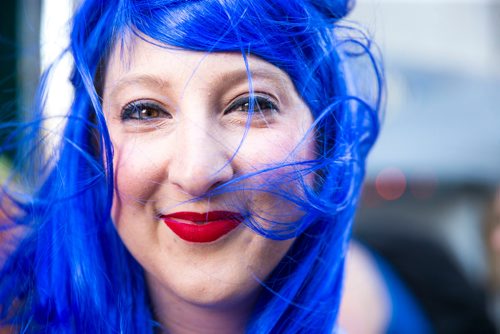 MIKAELA MACKENZIE / WINNIPEG FREE PRESS
The wind blows Sacha Jammu's wig around at the whiteout street party in Winnipeg on Monday, May 7, 2018. 
Mikaela MacKenzie / Winnipeg Free Press 2018.